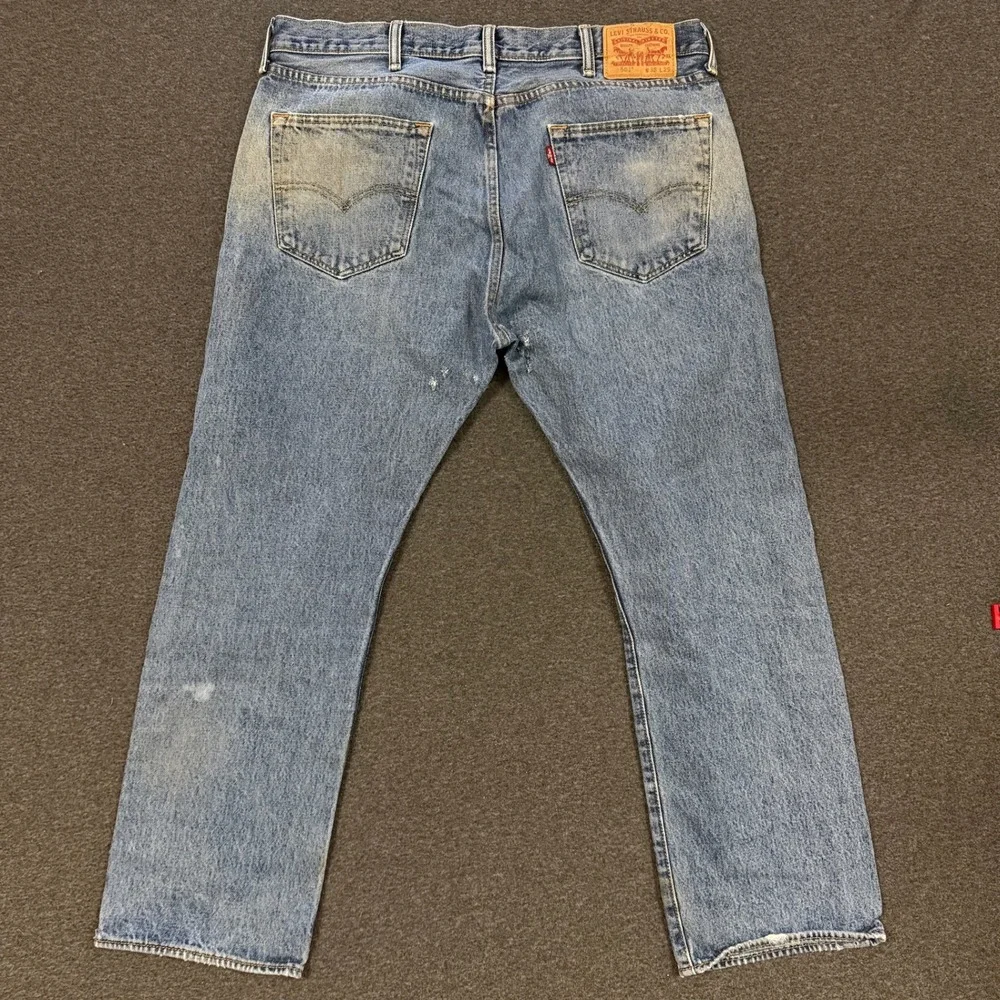 Vintage Levis 501 Jeans Mens 38x28 Blue Good Distressed Stained Straight Leg